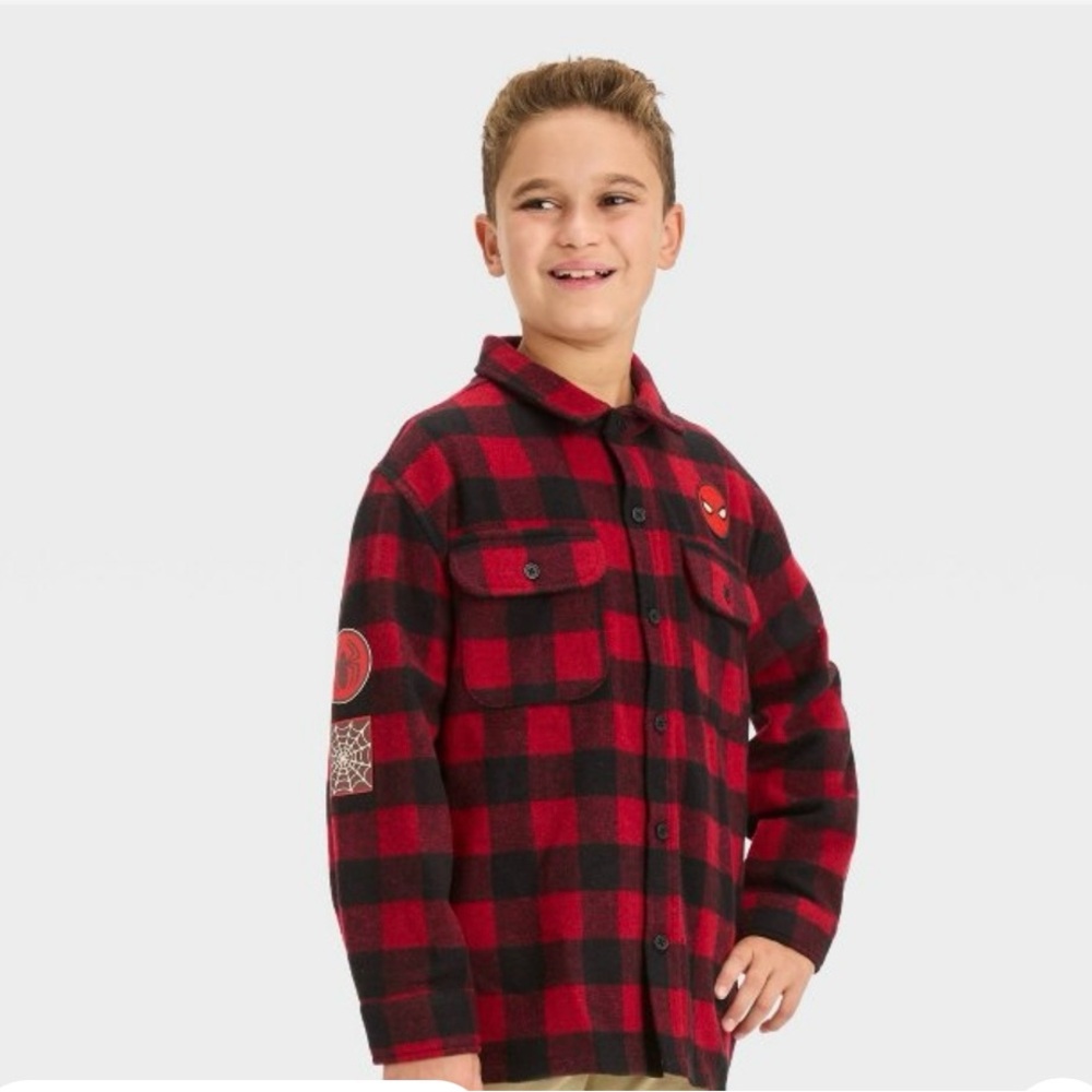 Boys Marvel Spider-Man Flannel Shacket